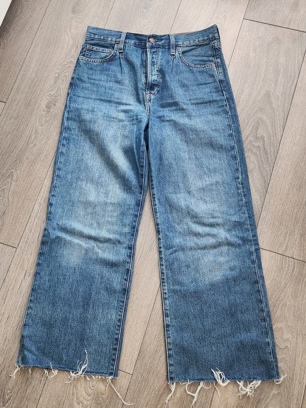 Denim Forum The Maya Mid Rise Wide Leg Wide Leg Jeans Blue Waist 26
